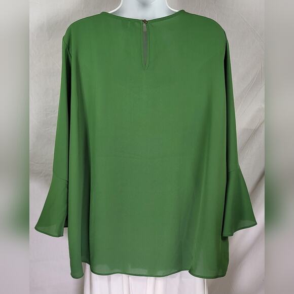 CATO Embellished Cutout Neckline Green Flutter Sleeve Top - Plus Size 18/20W - Picture 13 of 13